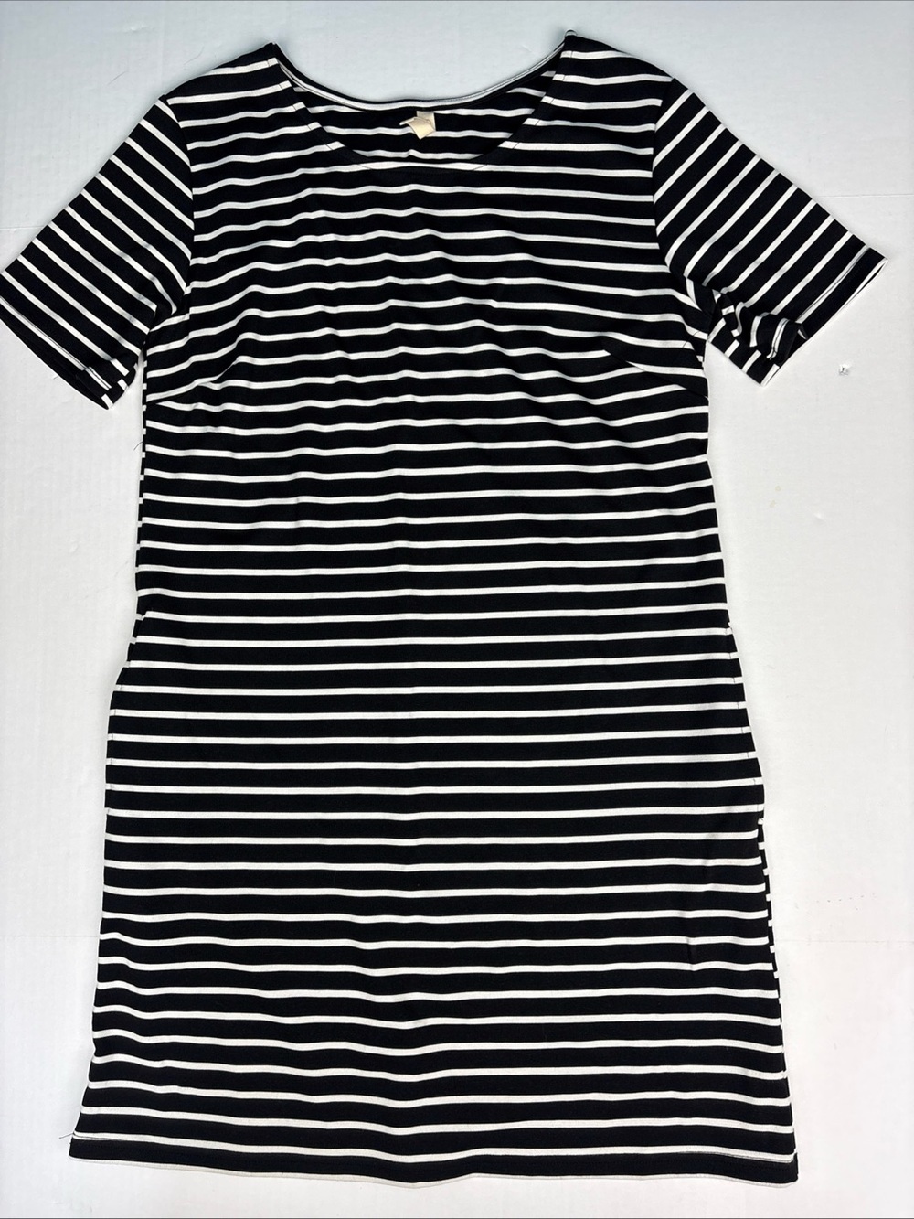 Wishlist Women Large Dress Mini Black White Stripes Sheath Pockets Rayon Blend